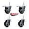 Service Caster 35 Inch Black Polyurethane Swivel 58 Inch Threaded Stem Caster Set 2 Total Lock Brakes SCC-TSTTL20S3514-PPUB-BLK-58212-2-S2 - alternate 3
